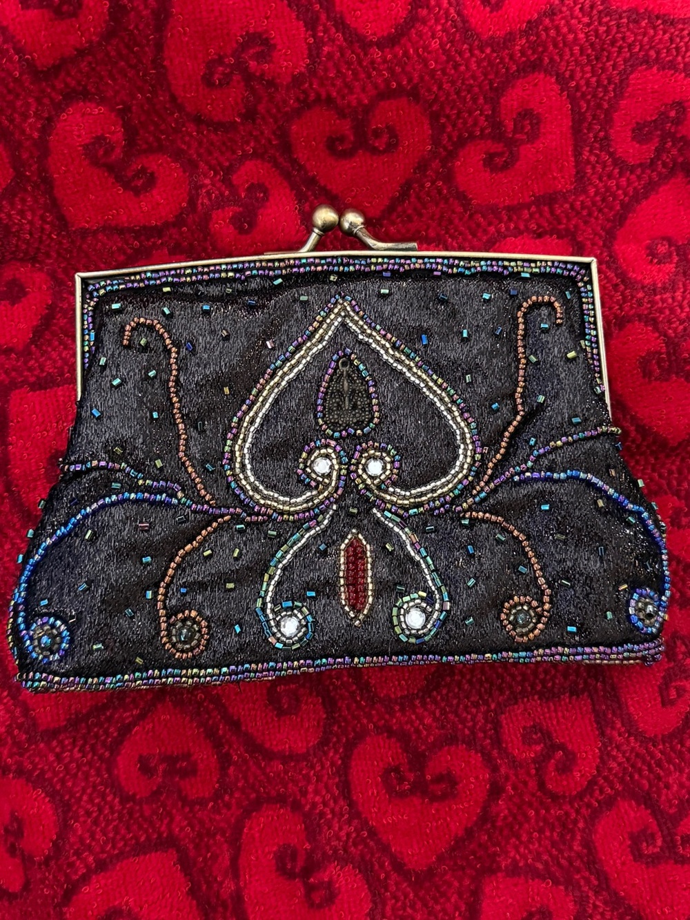 Vintage Colorful Beaded & Embroidered Octopus Clutch